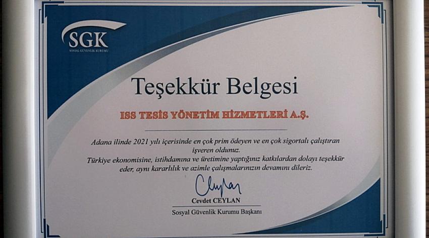 ISS’e SGK’dan teşekkür belgesi